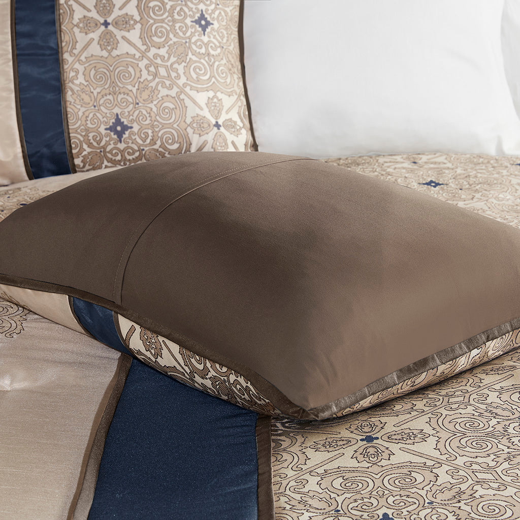 King 7 Piece Jacquard Comforter Set with Throw Pillows