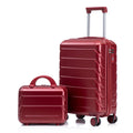 2-Piece ABS Spinner Wheel Luggage Set with Cosmetic Case - Wine Red
