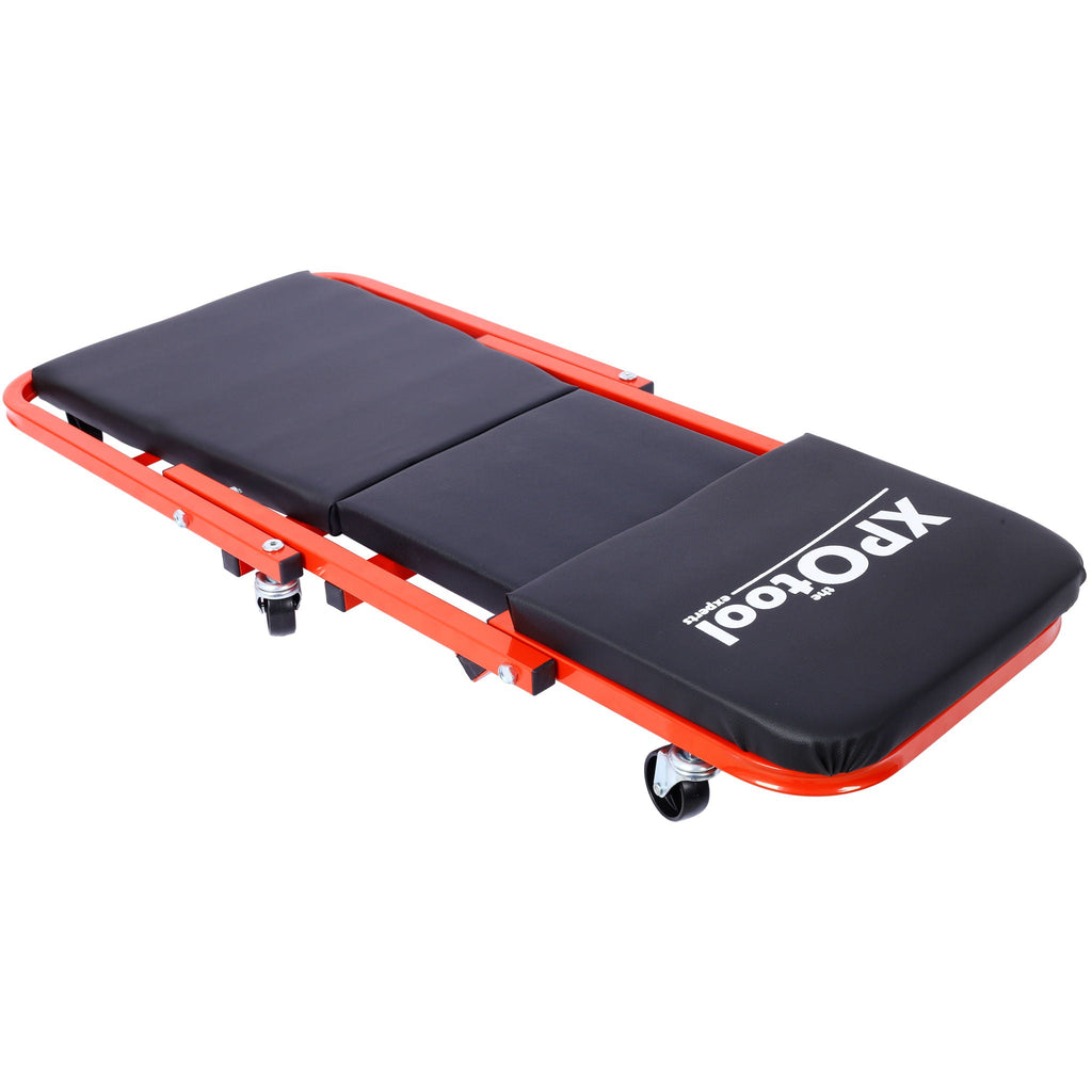 Red Z Creeper Mechanic Seat with Steel Frame and 6 Wheels - 2 in 1