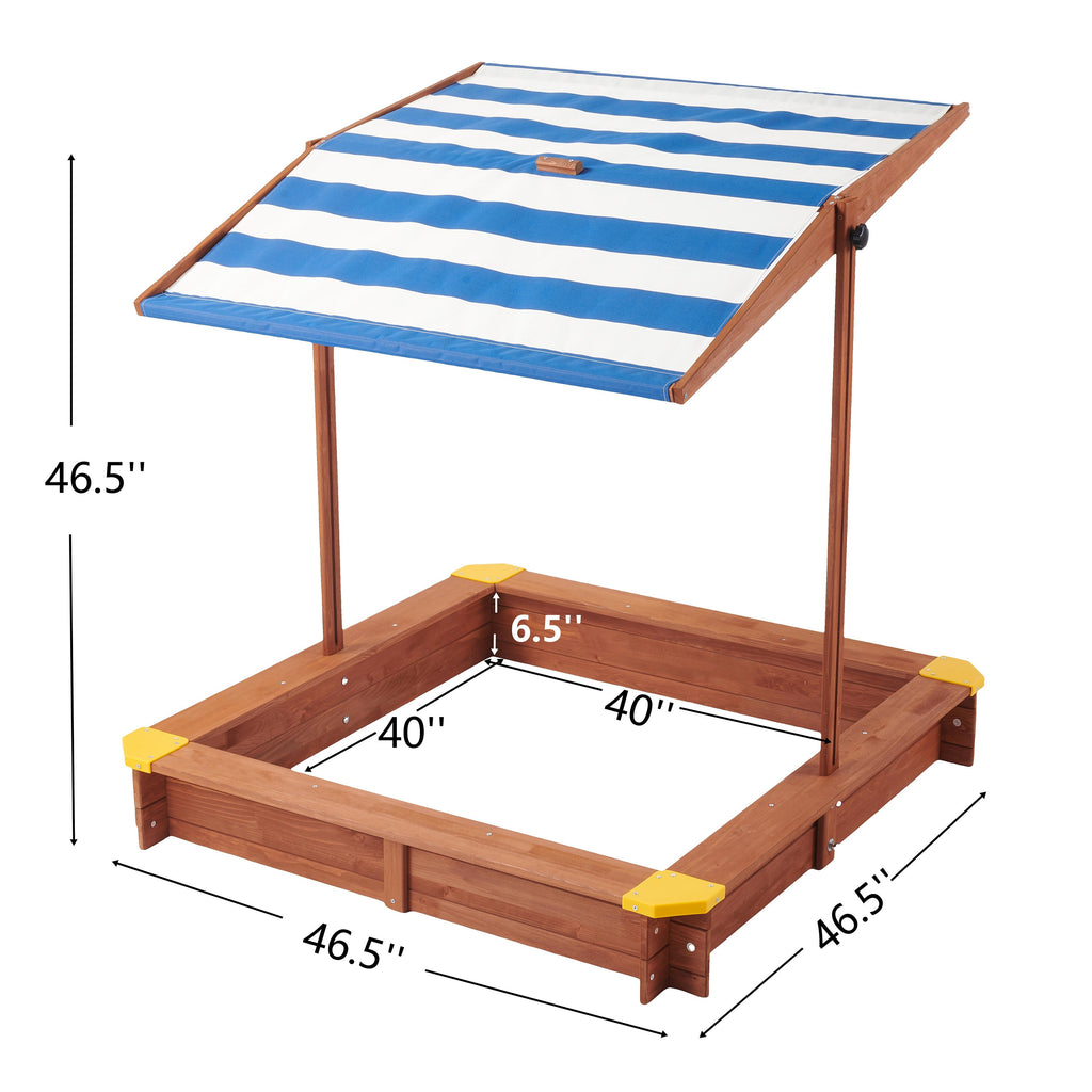 Kids Wooden Sandbox with Cover - 46"