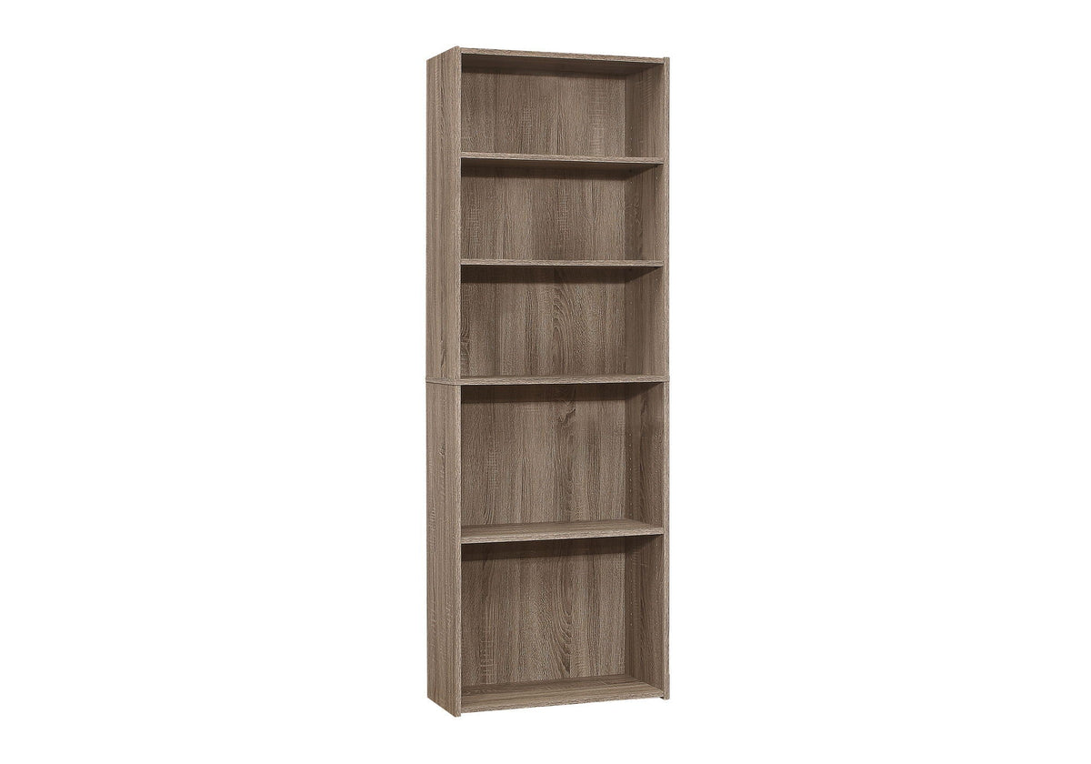 6-Tier Transitional Bookshelf with Adjustable Shelves - White, Dark Gray, Light Brown, Dark Brown