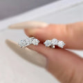Three-Stone Moissanite Curved Stud Earrings in Sterling Silver