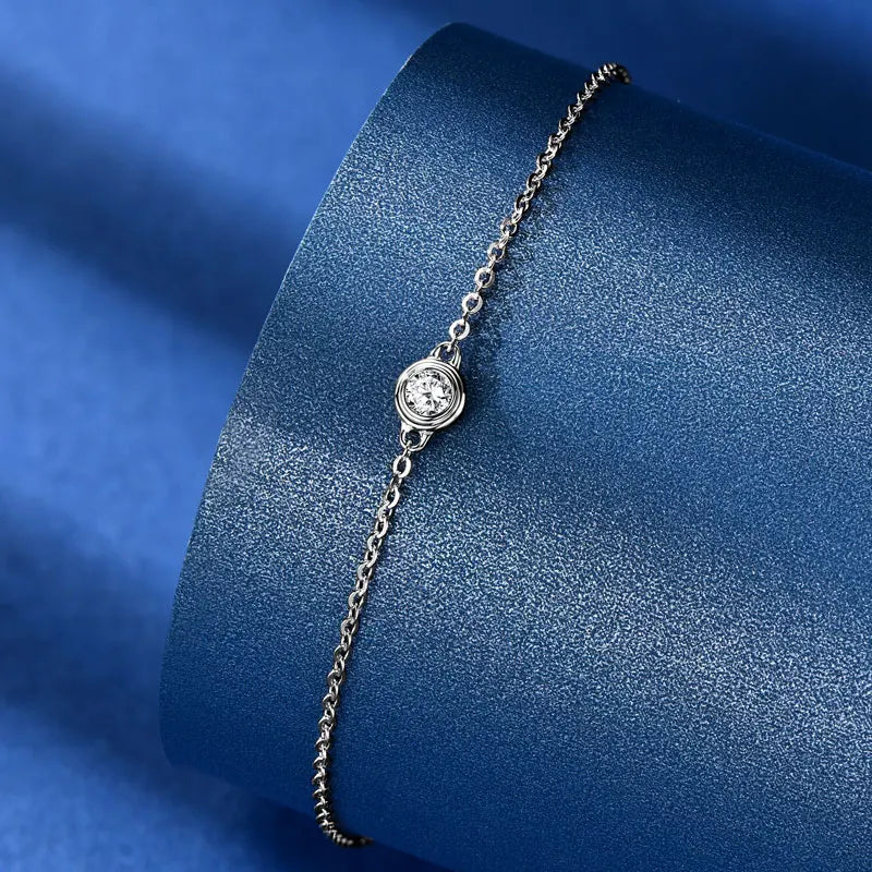 Bezel Moissanite Necklace, Bracelet & Stud Earring Set