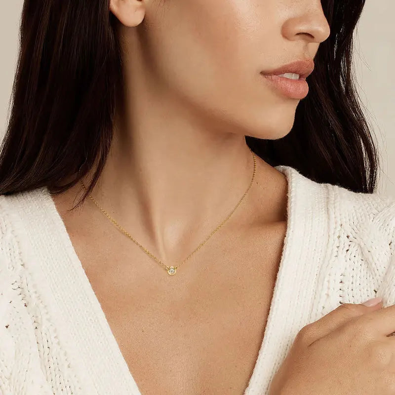Bezel Moissanite Necklace, Bracelet & Stud Earring Set
