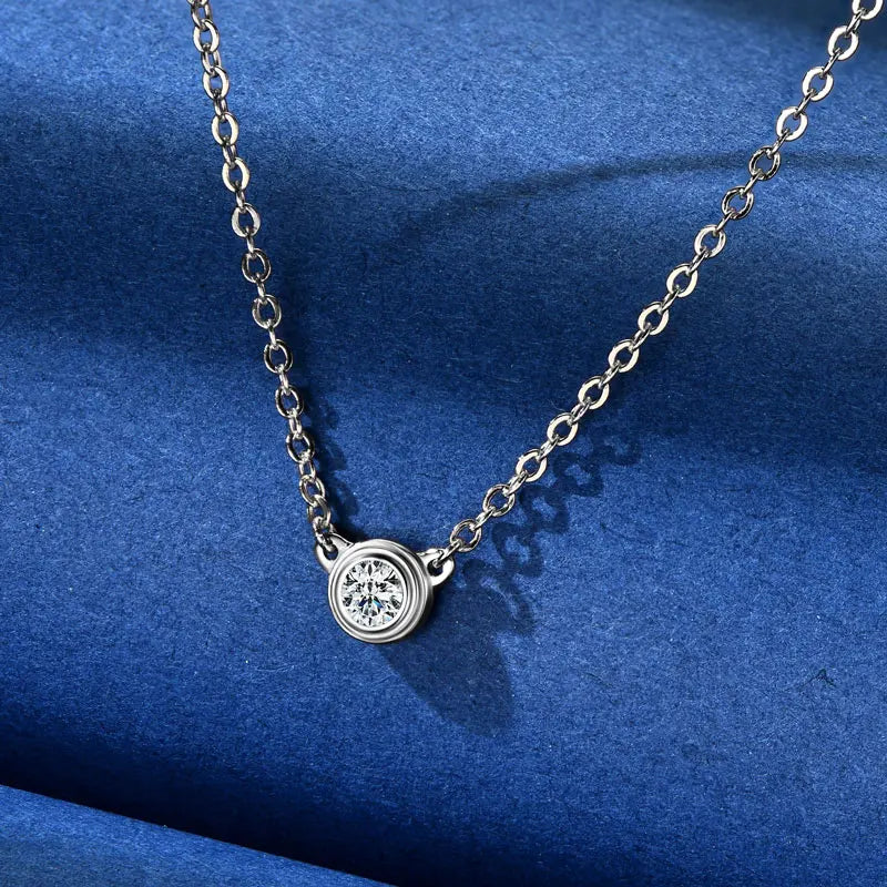 Bezel Moissanite Necklace, Bracelet & Stud Earring Set
