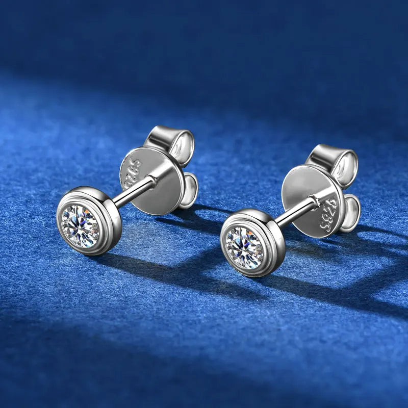 Bezel Moissanite Necklace, Bracelet & Stud Earring Set