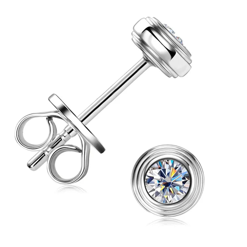 Bezel Moissanite Necklace, Bracelet & Stud Earring Set