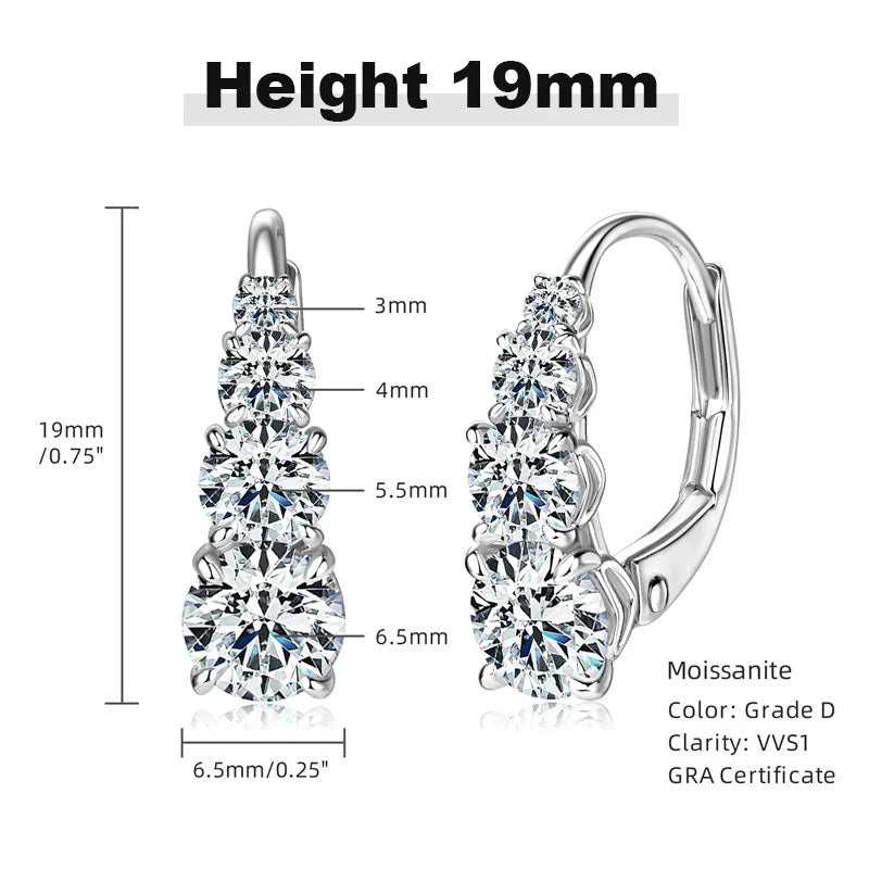 Graduated Four-Stone Moissanite Leverback Earrings