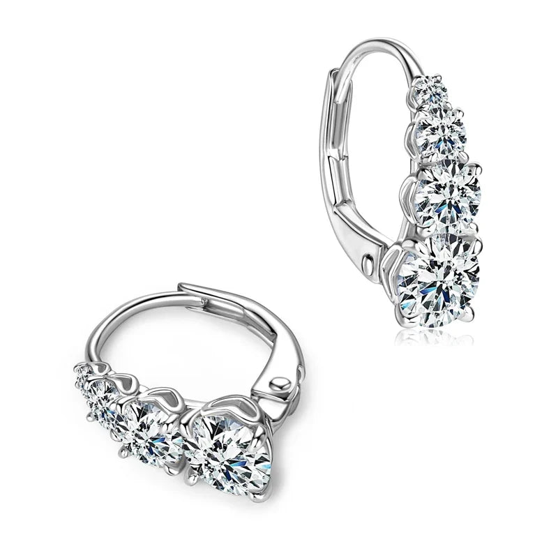 Graduated Four-Stone Moissanite Leverback Earrings
