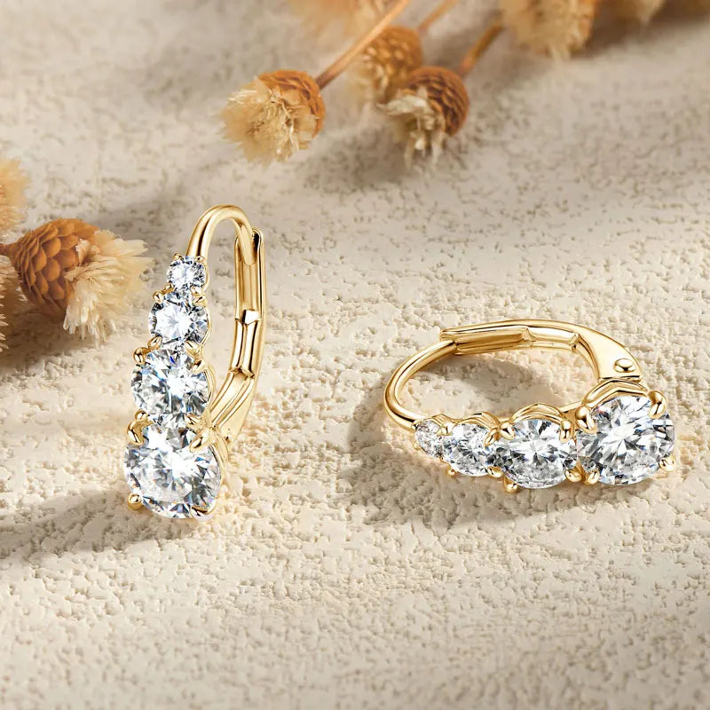 Graduated Four-Stone Moissanite Leverback Earrings