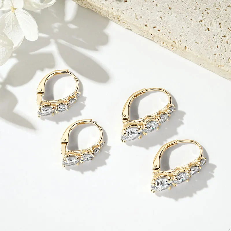 Graduated Four-Stone Moissanite Leverback Earrings