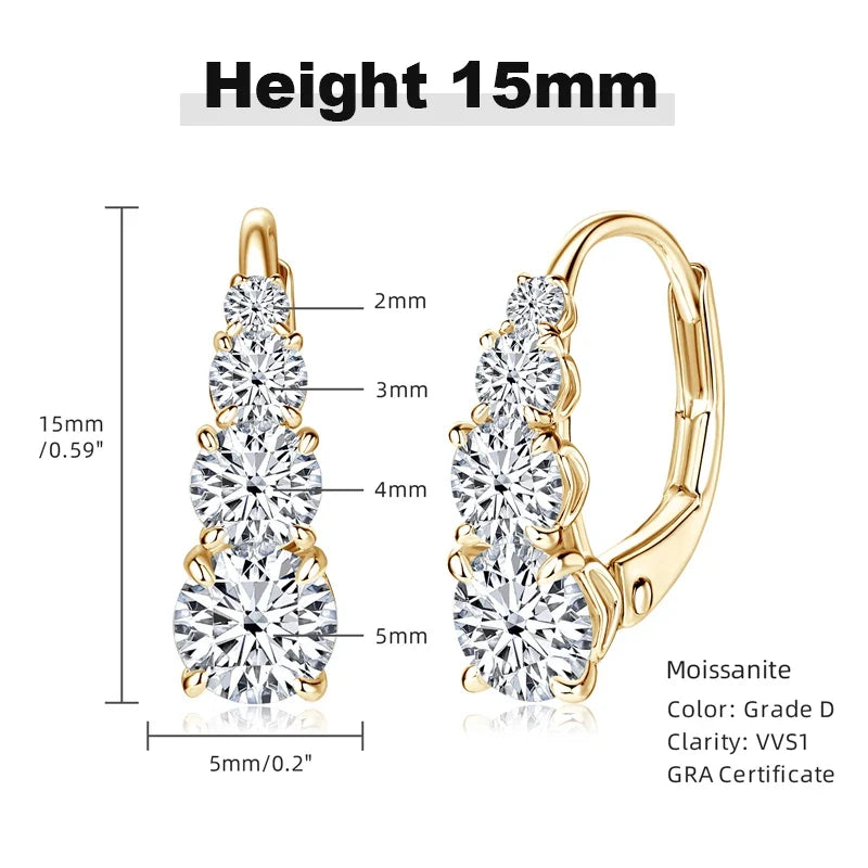 Graduated Four-Stone Moissanite Leverback Earrings