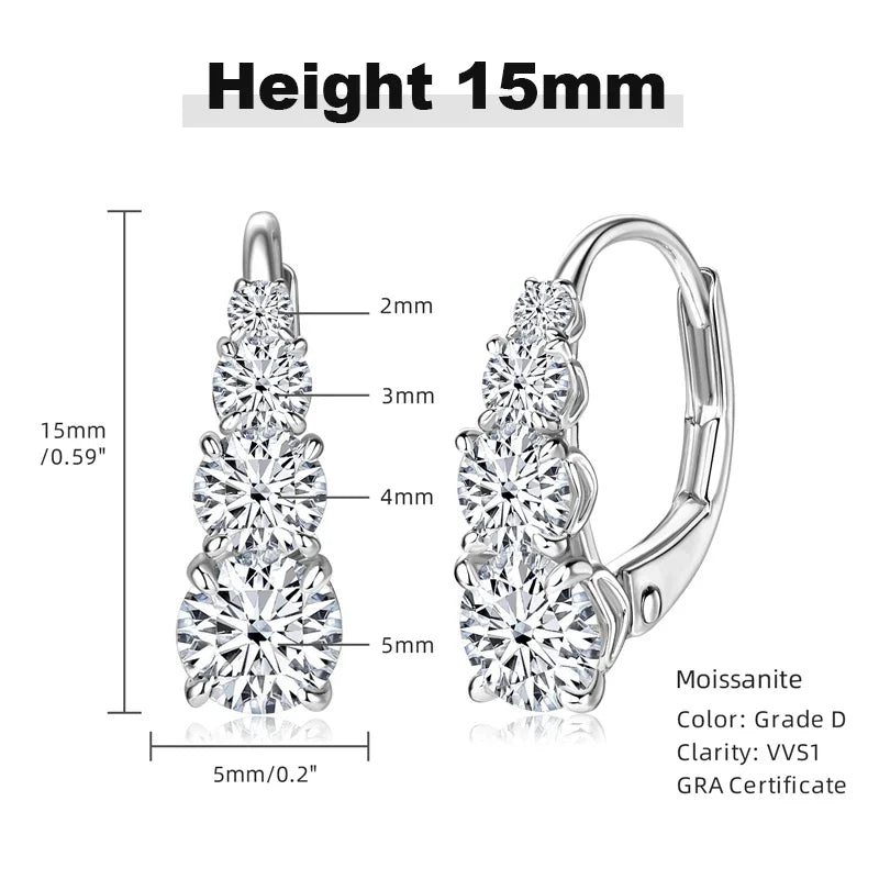 Graduated Four-Stone Moissanite Leverback Earrings
