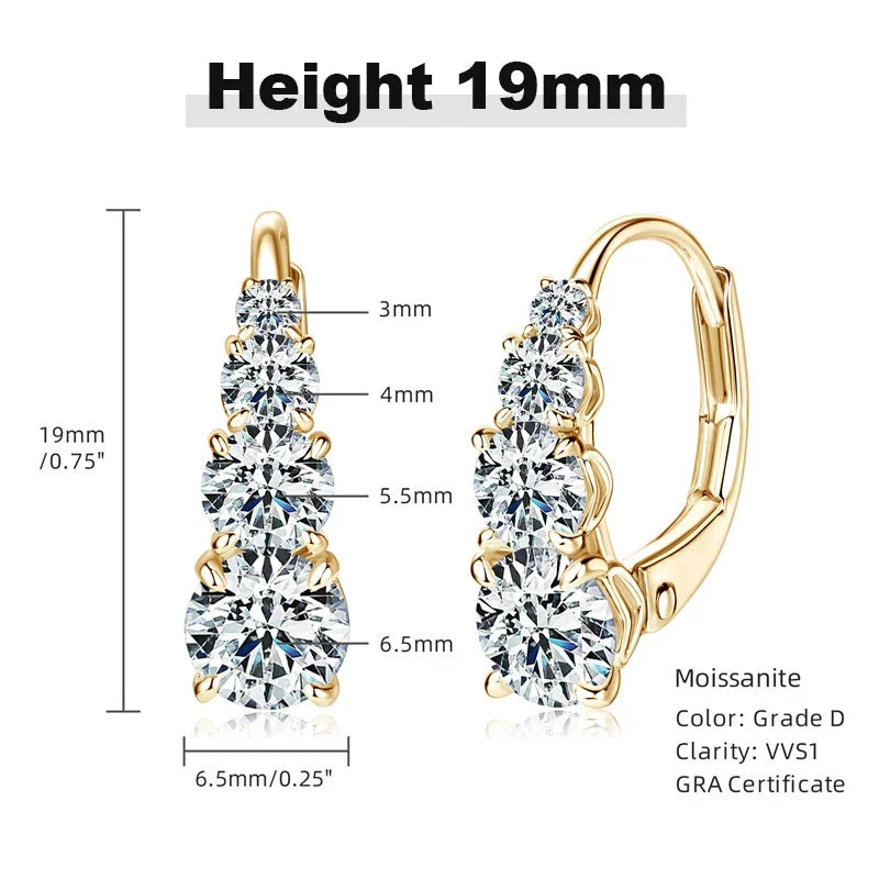 Graduated Four-Stone Moissanite Leverback Earrings