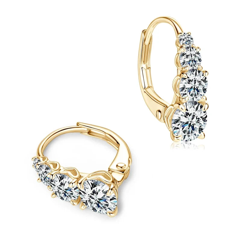 Graduated Four-Stone Moissanite Leverback Earrings