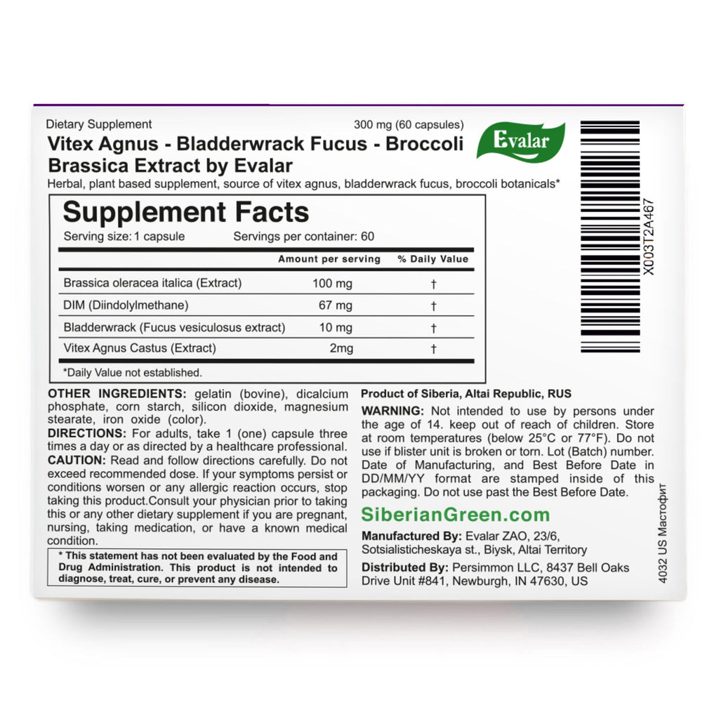 Vitex Chaste Tree Bladderwrack Fucus Extract Mastofit Herb by Evalar 60 Caps