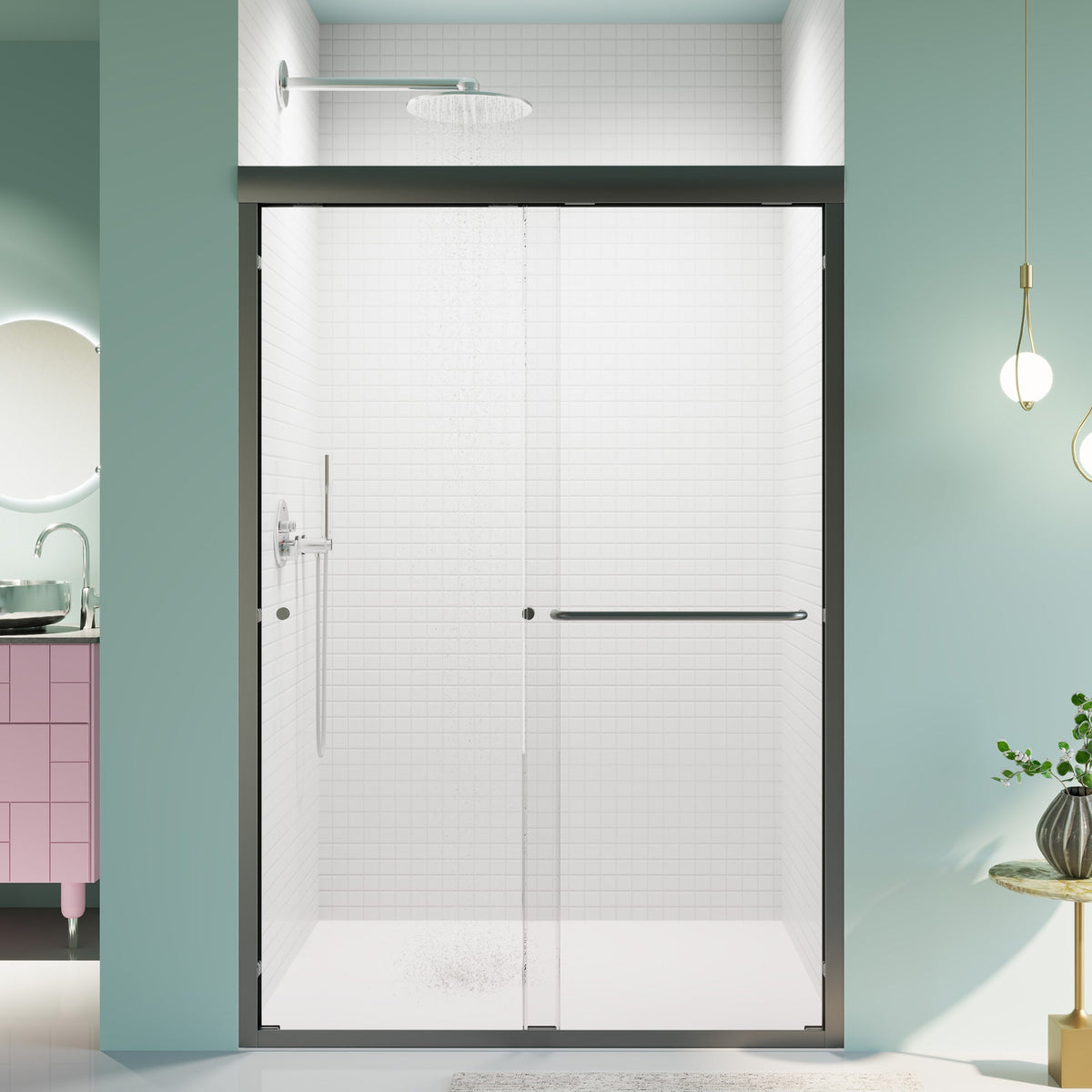 44"-48"W*72" H Semi-Frameless Double Sliding Shower Door