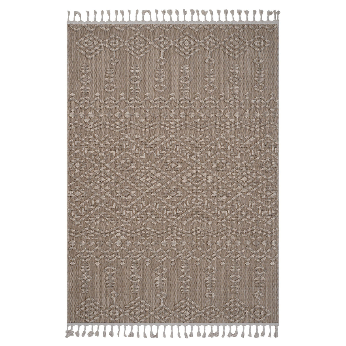 Traditional Indoor/Outdoor Area Rug with Stain Resistance - Light Brown, Dark Gray, Gray