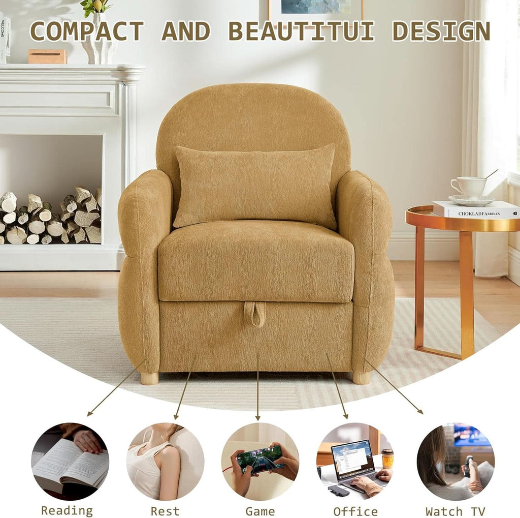 Ginger Yellow 33.5 Inch Upholstered Accent Armchair