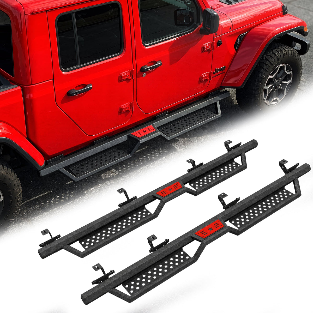 Hexagonal Style Running Boards Compatible with Jeep Gladiator