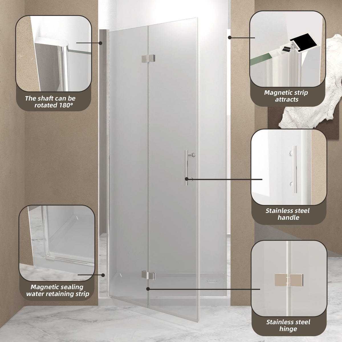 37-36" x 72" Bifold Shower Door