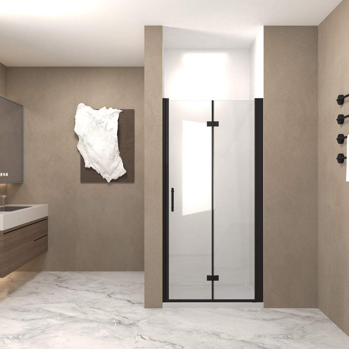 36"x72" Bifold Shower Door, 1/4" Tempered Glass, Matte