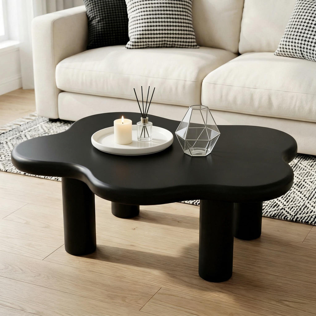 40'' Wood Cloud Coffee Table with 4 Round Legs