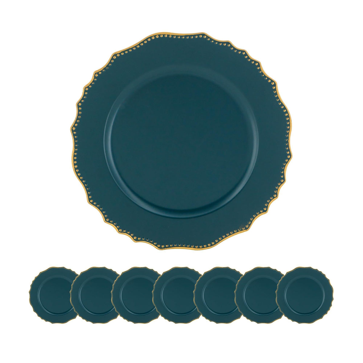 Premium Plastic Charger Plate Set of 8 with Vibrant Design - Blue