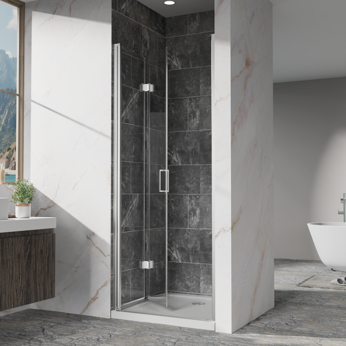 Goodyo Pivot Shower Doors - 30" W x 72" H