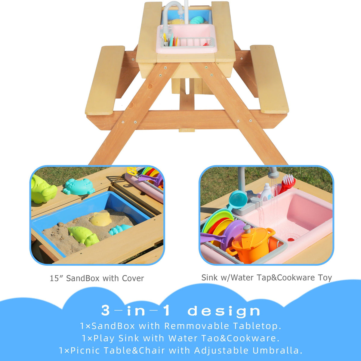 Kids Picnic Table With Sand and Water Table Conversion