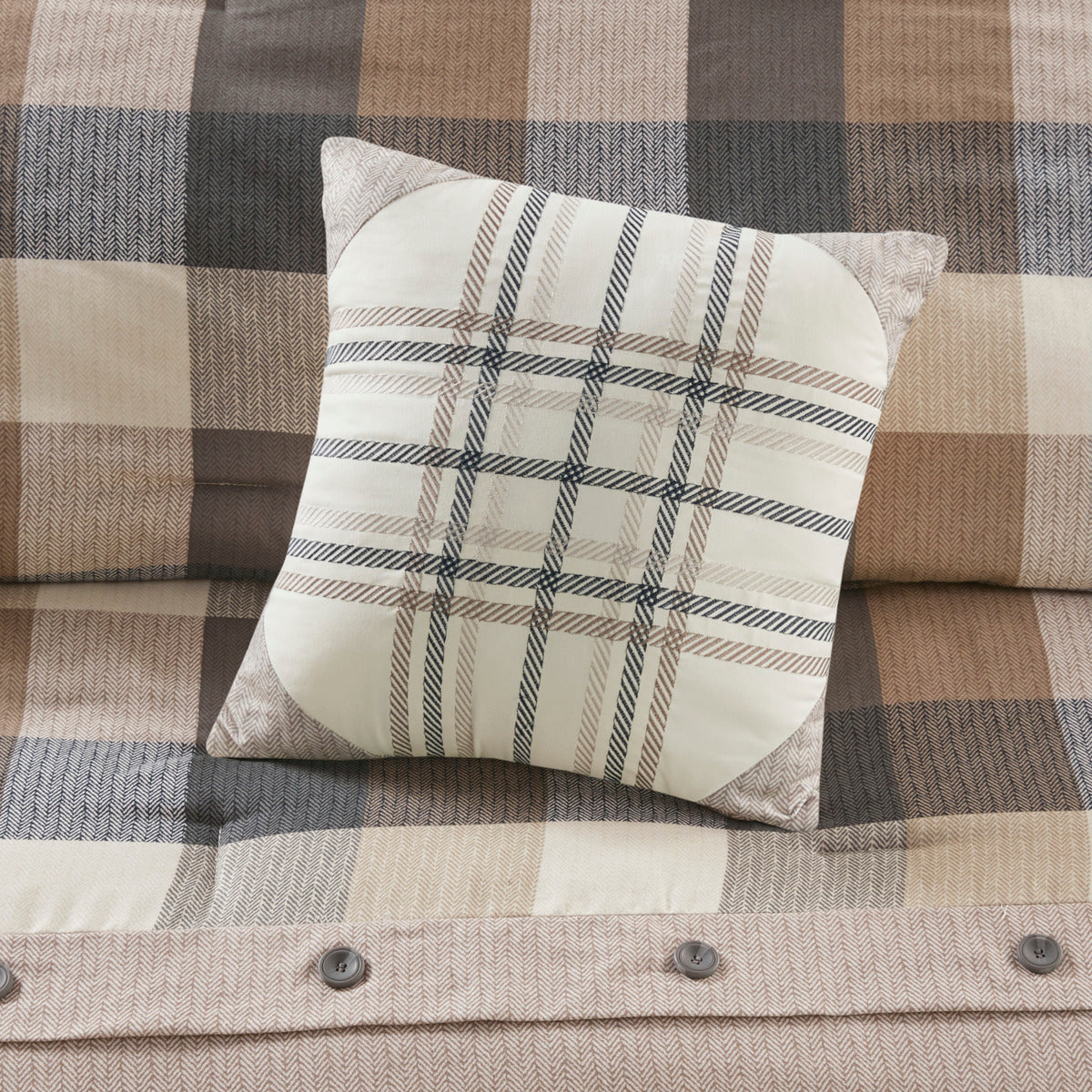 7 Piece Herringbone Comforter Set Neutral California King