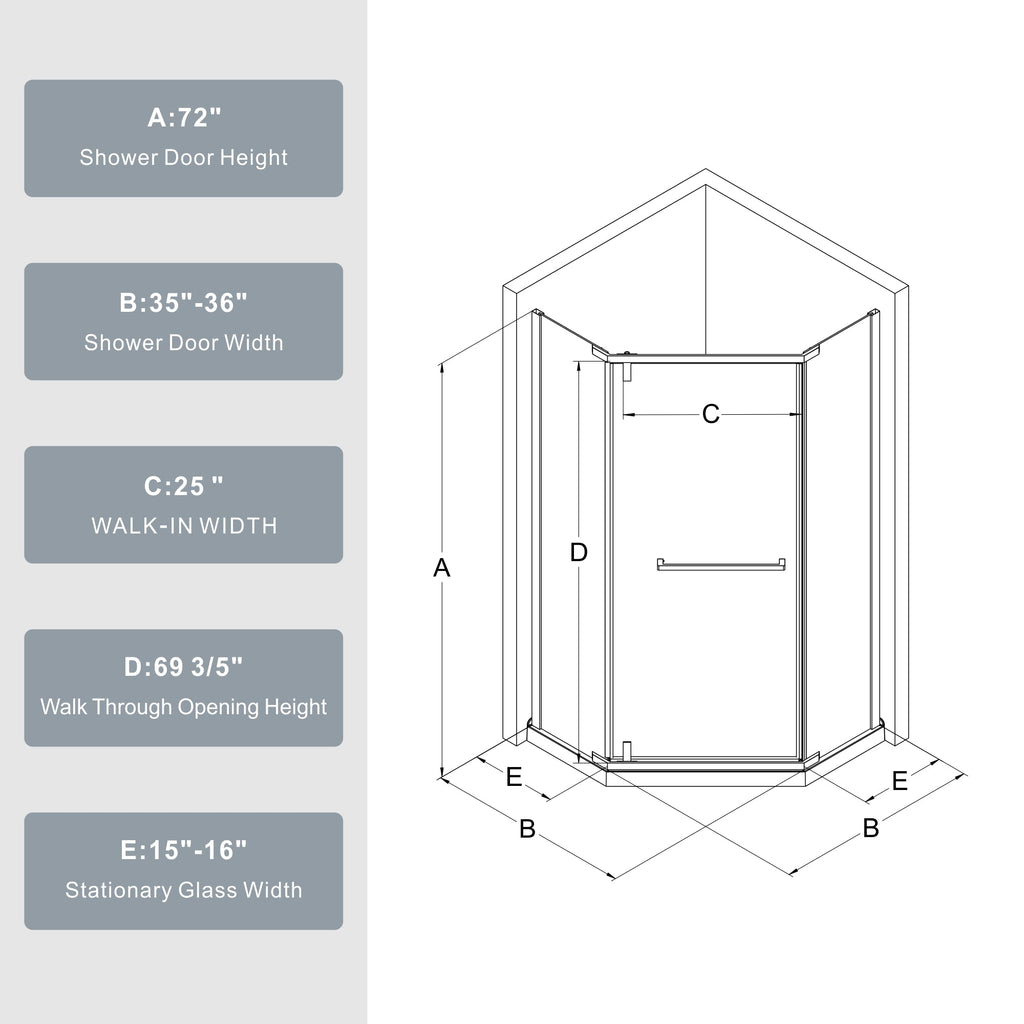 Goodyo Neo-Angle Frameless Shower Door