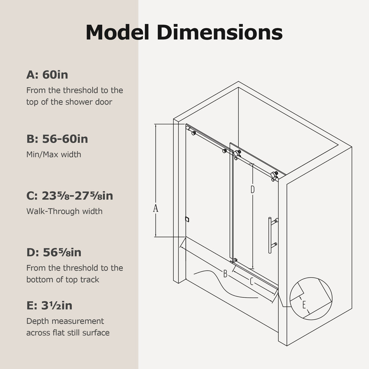 Frameless Single Sliding Soft-Close Shower Doors