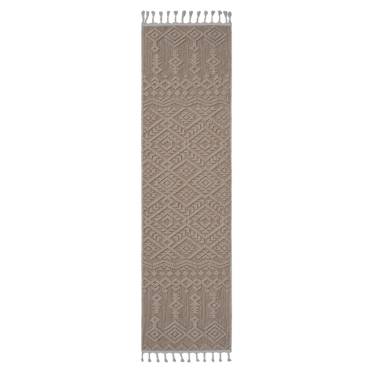 Traditional Indoor/Outdoor Area Rug with Stain Resistance - Light Brown, Dark Gray, Gray