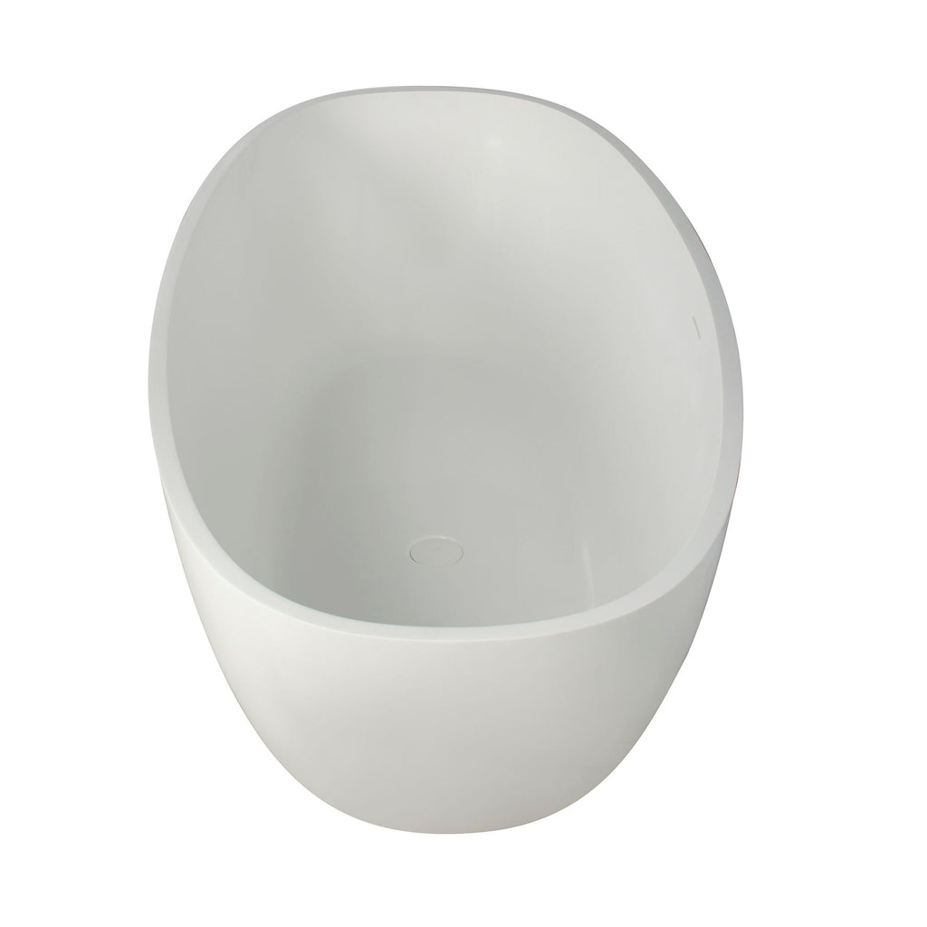 65.2" Freestanding Solid Surface Soaking Bathtub For Bathroom - Matte White