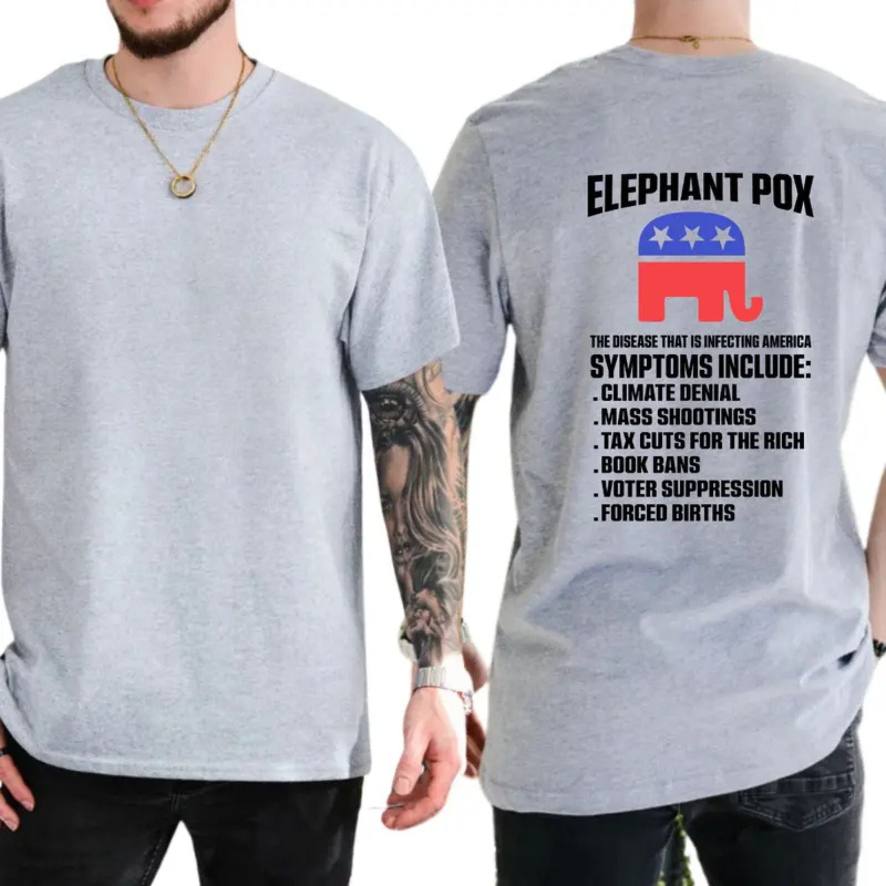 "Elephant Pox" Funny Political T-Shirt – Satirical Democracy Graphic Tee, Unisex Cotton Shirt