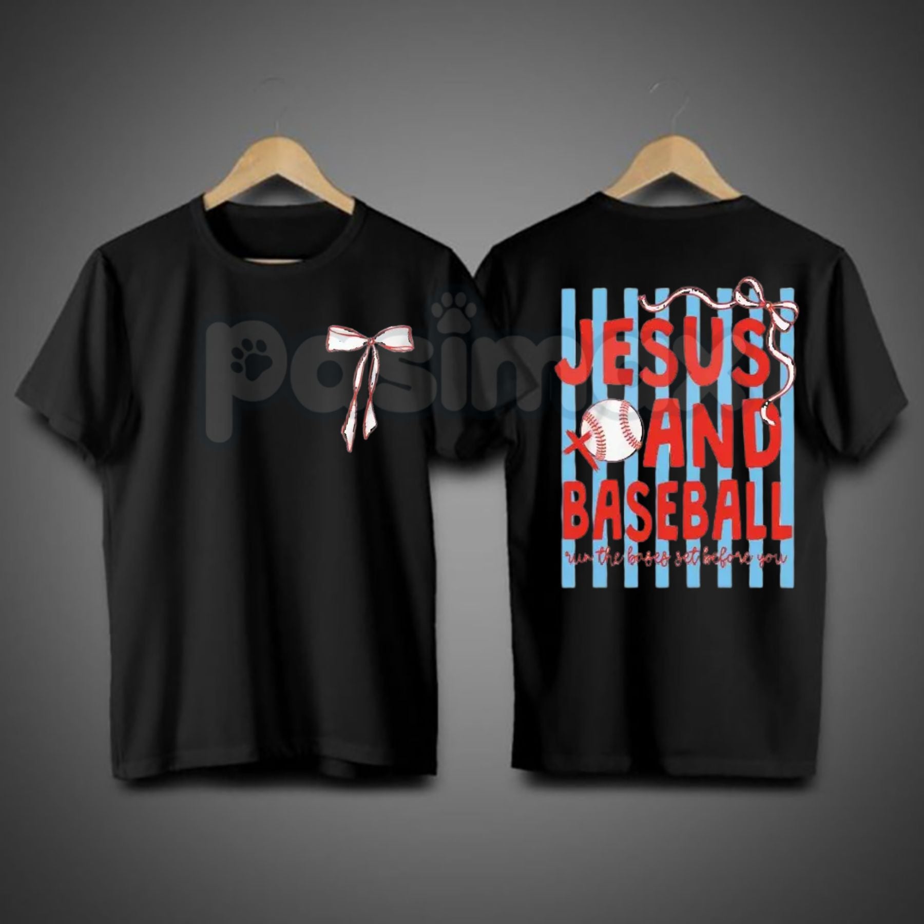 "2 Sides: Jesus & Baseball" Coquette T-Shirt – Cute Christian Athlete Graphic Tee, Premium 100% Cotton Pink Bow Baseball Top, Soft Lived-In Heavyweight Faith & Sports Shirt, Made in USA