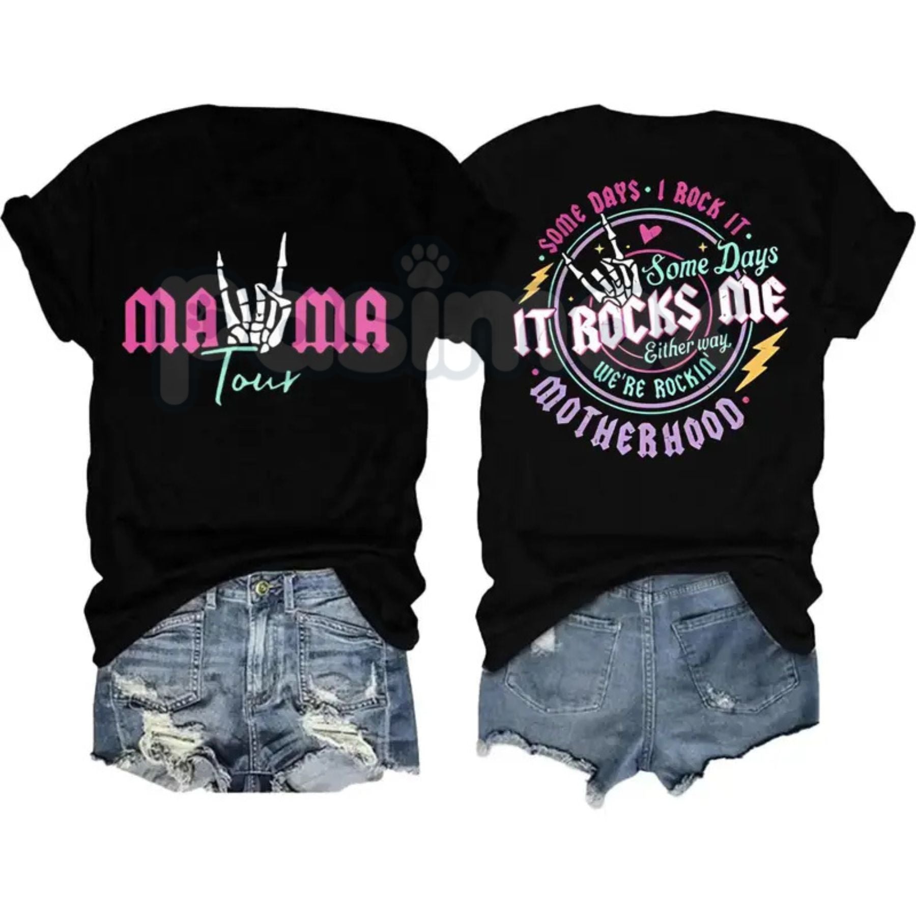 "Mama Tour: It Rocks Me" Graphic T-Shirt – Retro Music-Inspired Motherhood Tee, Premium 100% Cotton Concert Aesthetic Top, Soft Lived-In Heavyweight Rock n' Roll Mom Shirt, Made in USA