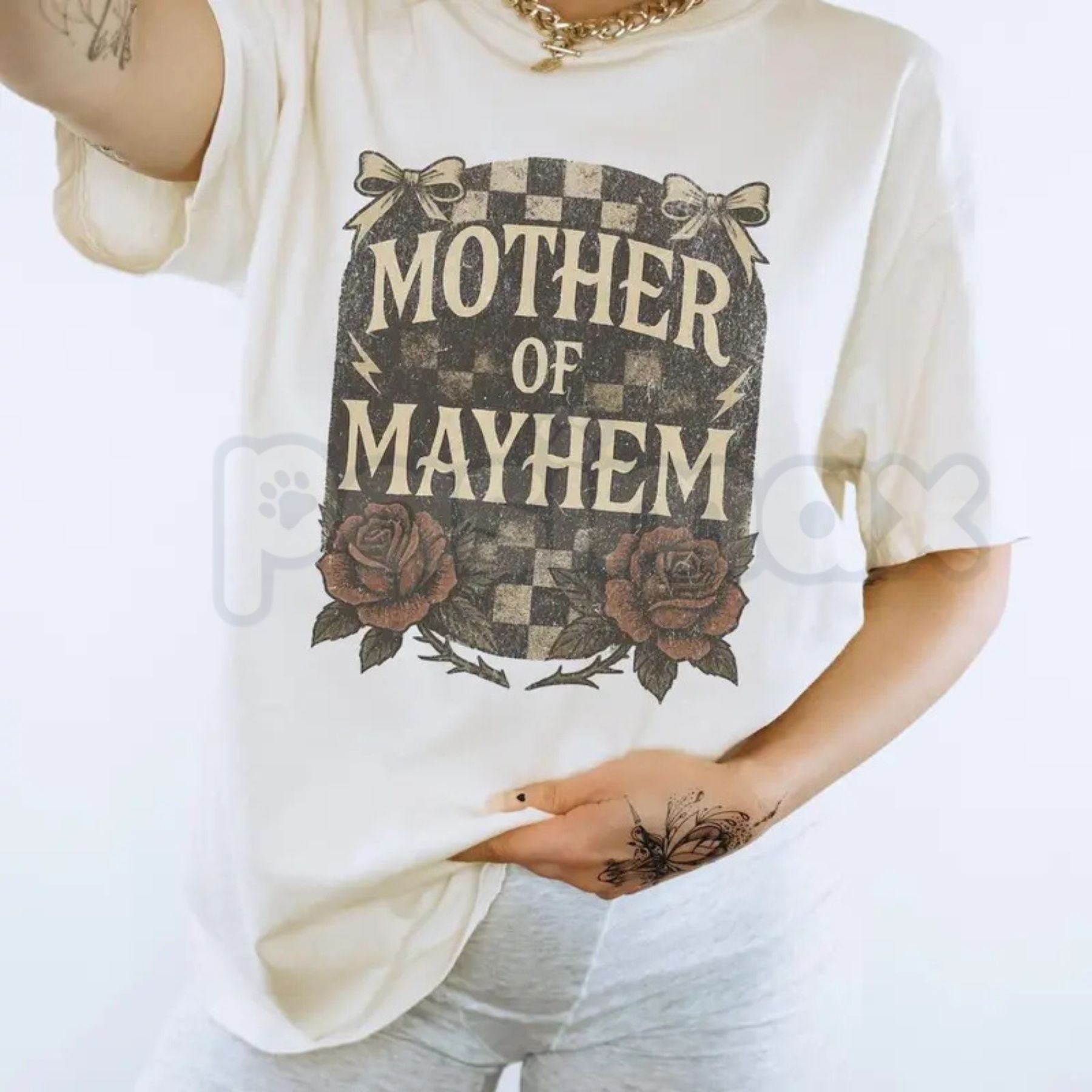 "Mother Of Mayhem" Edgy Mom T-Shirt – Funny Badass Mama Graphic Tee, Premium 100% Cotton Cool Mom Gift Top, Soft Lived-In Heavyweight Tired Mom Statement Shirt, Made in USA