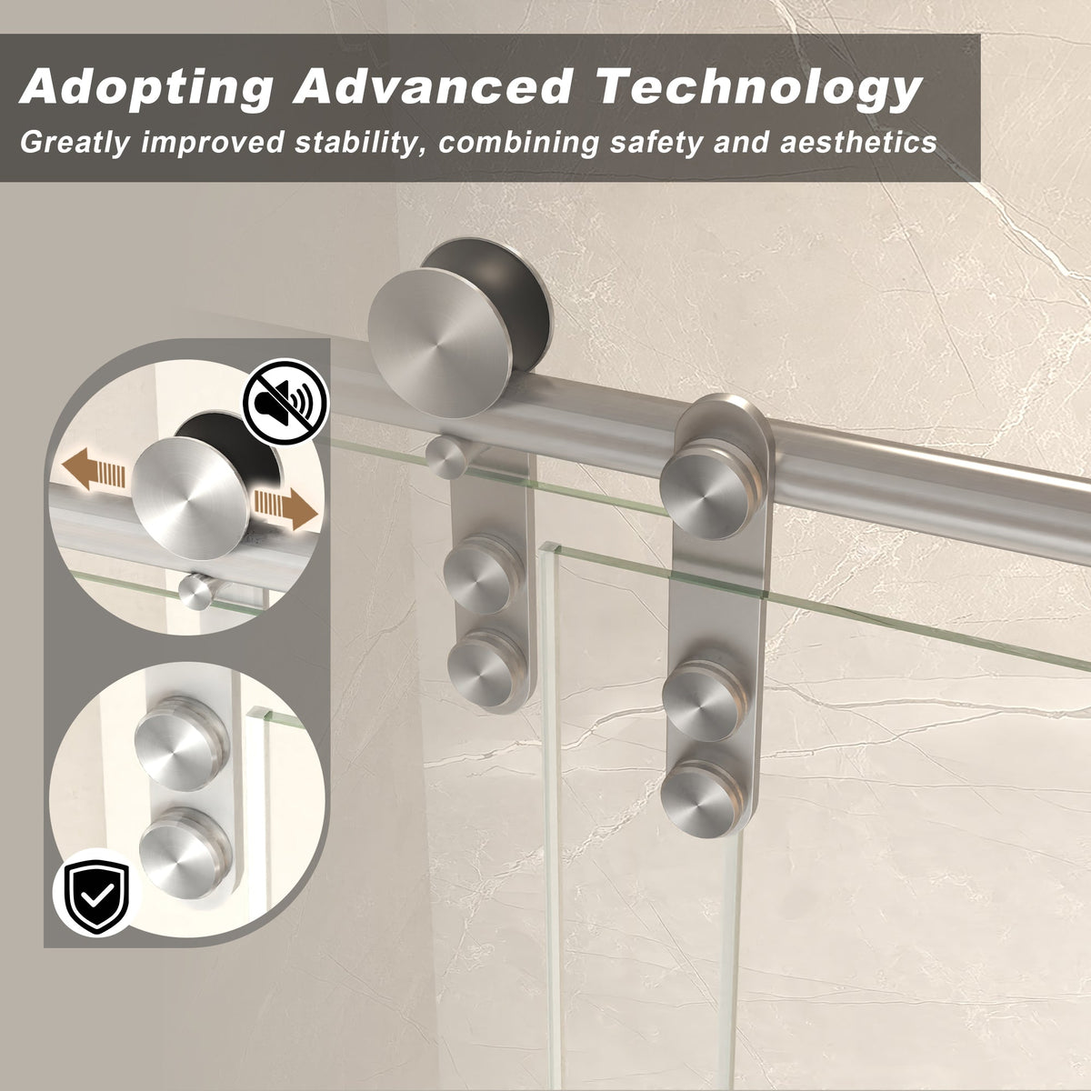 Frameless Sliding Shower Door - 56-60" x 76" H
