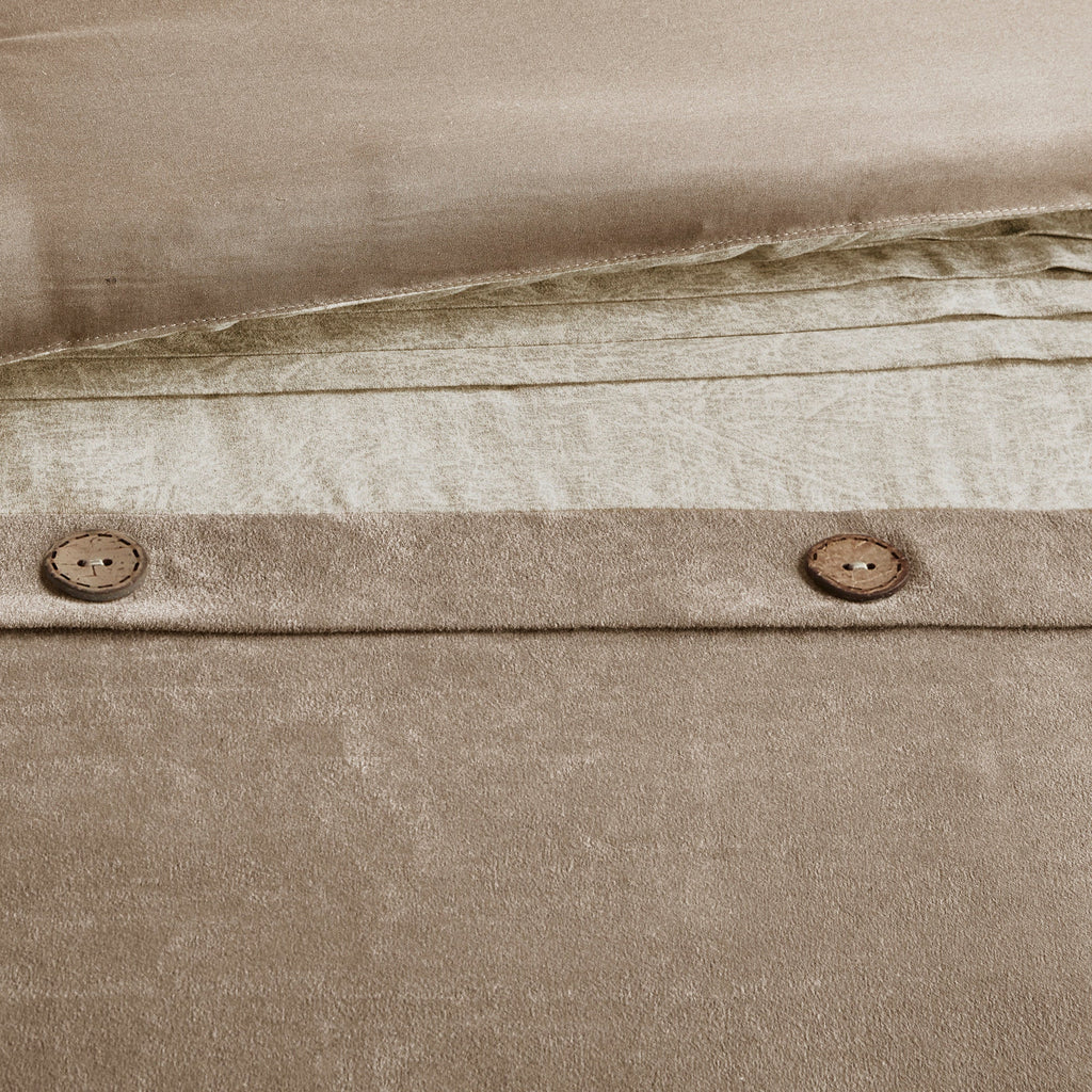 7 Piece Faux Suede Comforter Set Tan Queen