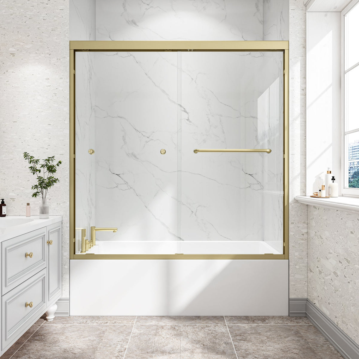 55"-60" W x 60" H Brushed Shower Door