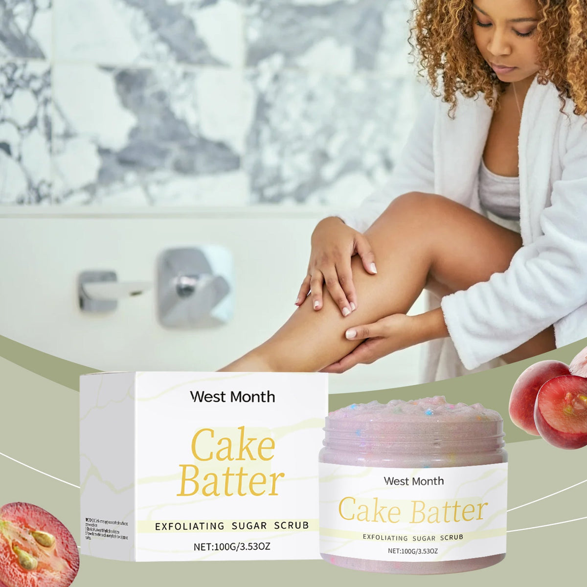 Cake batter West Month Exfoliating Scrub, Gentle Exfoliating Dead Skin Hydrating Exfoliating Scrub