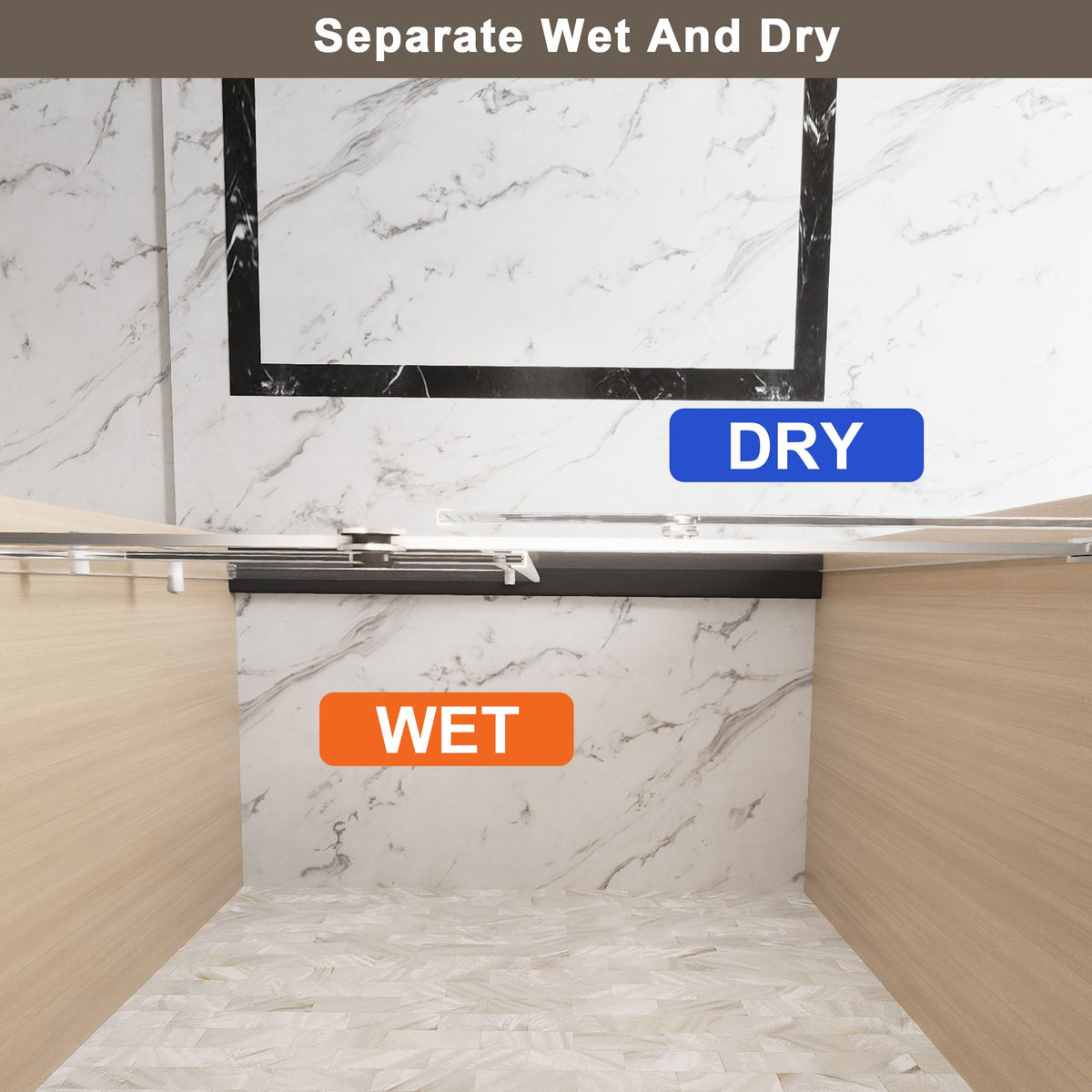 Frameless Single Sliding Shower Door - 48"W x 76"H