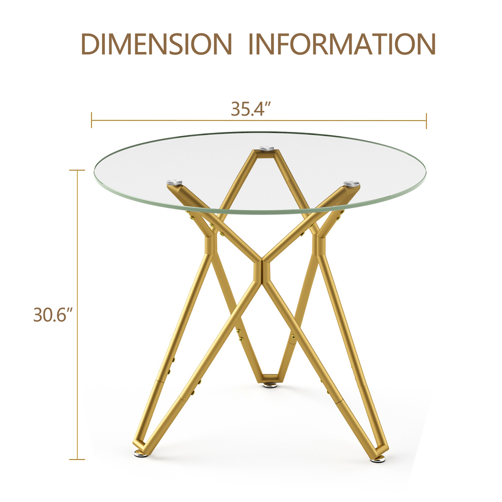 35.4-Inch Round Tempered Glass Dining Table
