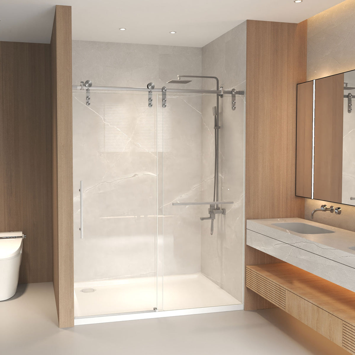 Frameless Sliding Shower Door - 56-60" x 76" H