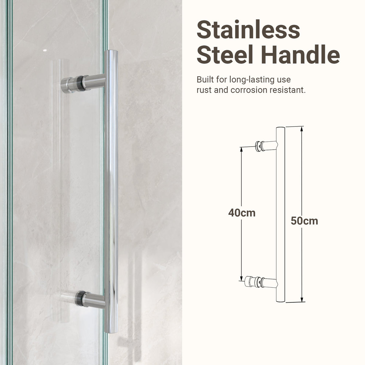 44"-48"W x 76"H Frameless Single Sliding Shower Door