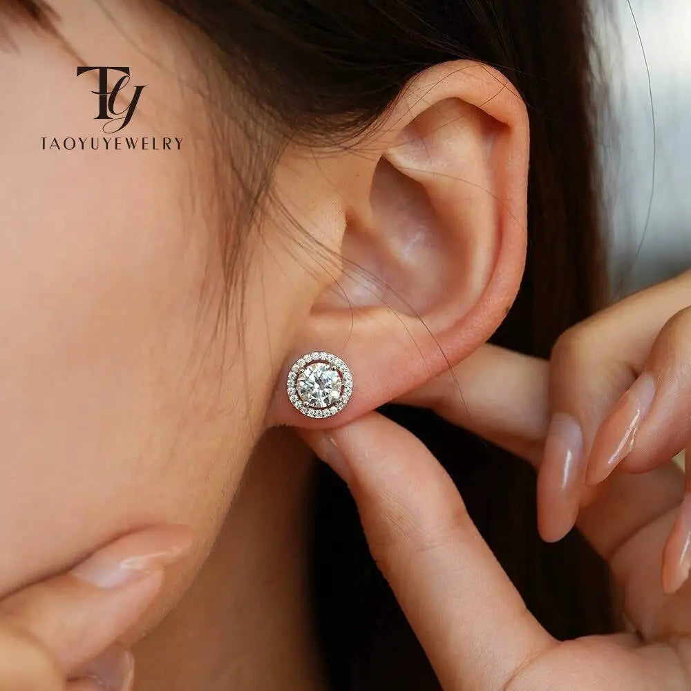 Moissanite Halo Necklace & Earrings with Solitaire Ring Set