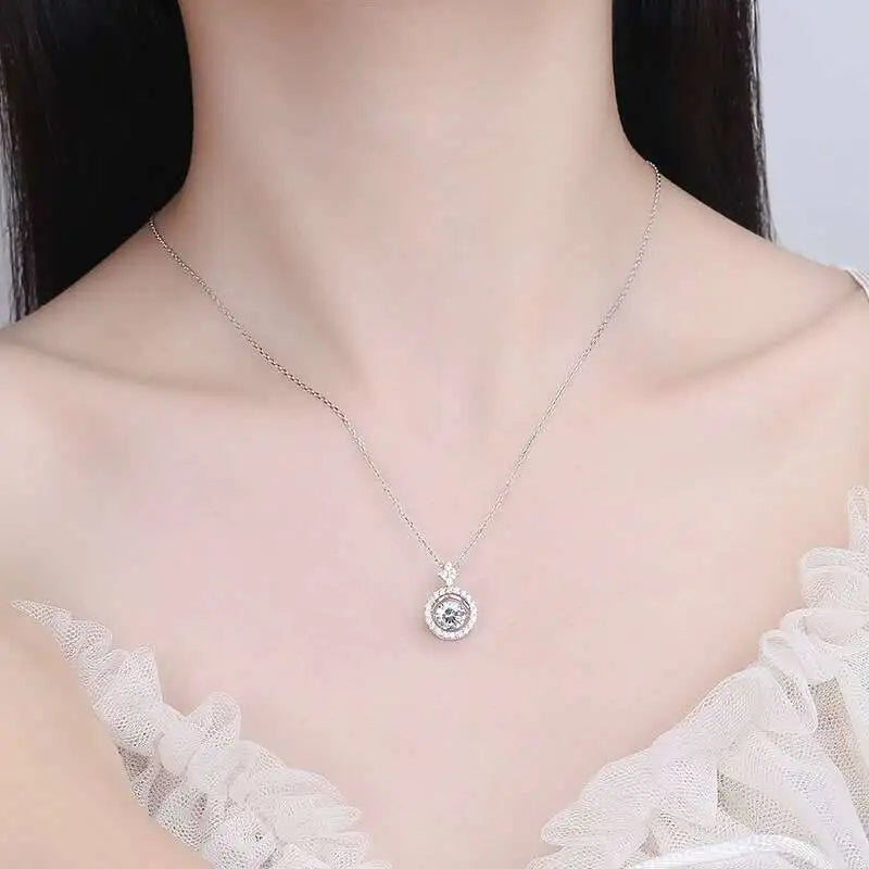 Moissanite Halo Necklace & Earrings with Solitaire Ring Set