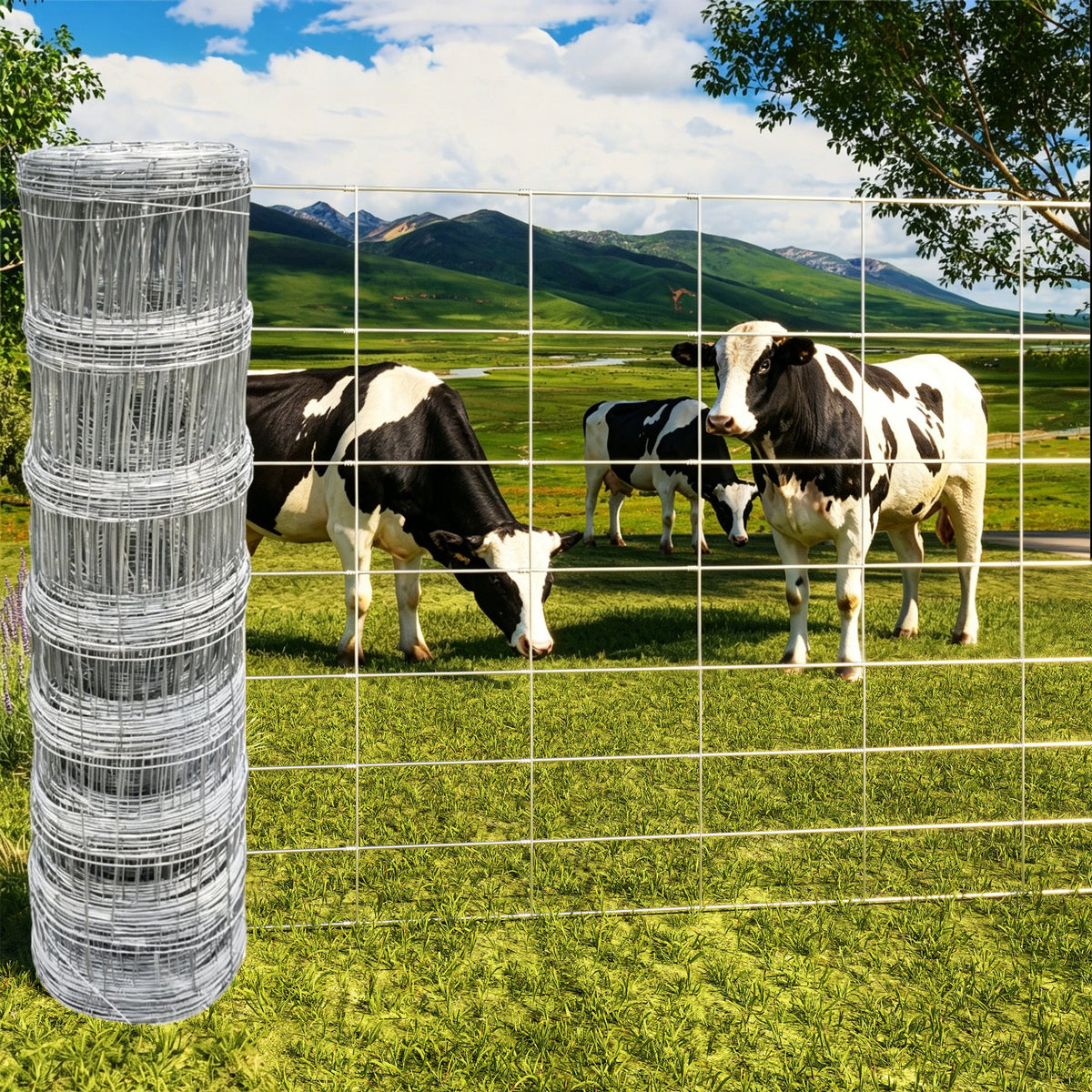 Farm Livestock Fence with Heavy-Duty Galvanized Iron Wire - Silver
